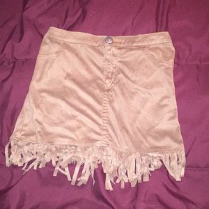 Vintage inspired suede fringe skirt